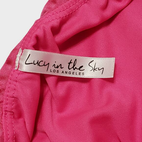 Lucy In The Sky Pink Ruched Twist Knot Bodycon Mini Dress Medium Party Nightout - Picture 5 of 9